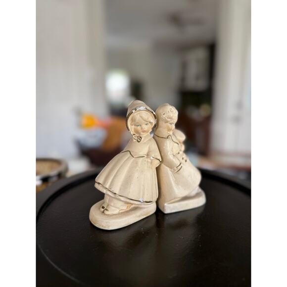 Vintage Chalkware Coventry Ware Boy & Girl Bookends - Picture 3 of 5
